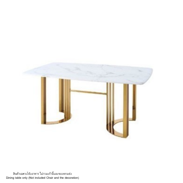 โต๊ะอาหารหินอ่อน WISDOM DESIGN FURNITURE รุ่น ROSE 160 ซม. สีมาร์เบิ้ล/ทอง_0
